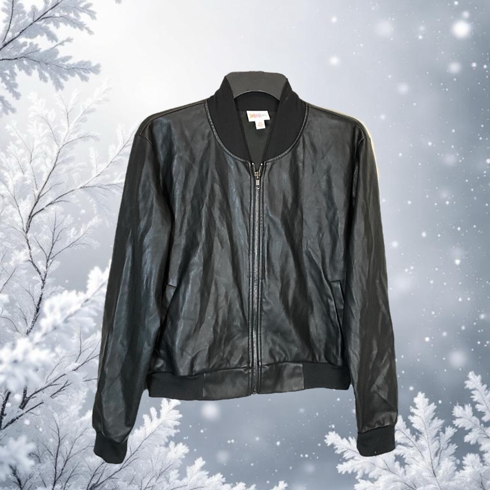 Lularoe Black Zip Lightweight Polyester Faux Leat… - image 1